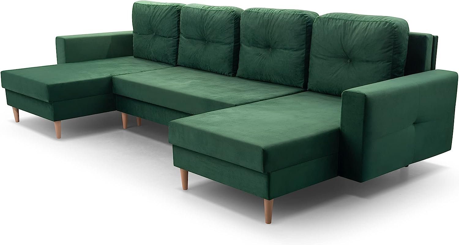 U, 23 Schlaffunktion Bettkasten Ecksofa mit und mit Carl - Schlaffunktion Sofa Bettkasten Wohnlandschaft Couch mit Weinrot MANILA U-Form U-Sofa - MOEBLO 300x137x84 cm, Eckcouch Polsterecke