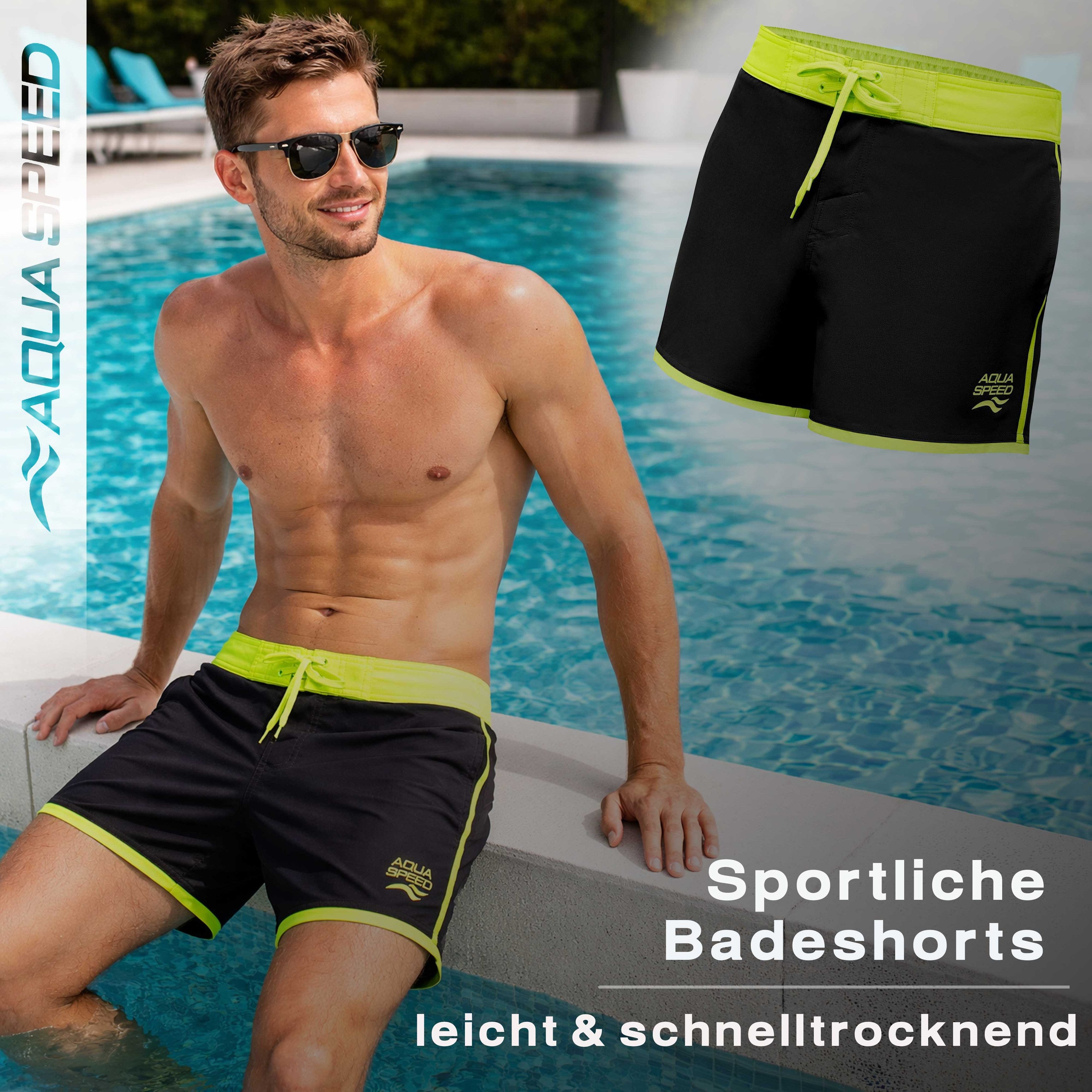 Aqua Speed Boardshorts (AXEL Badebermuda Strandhose Schwimmhose Badehose Männer) Leichtes Gewebe bietet hohen Tragekomfort bei warmen Temperaturen