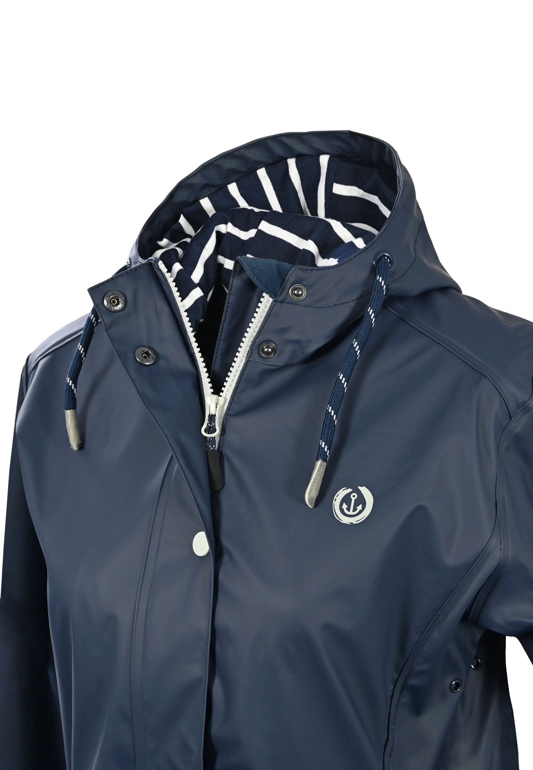 MADSea Regenjacke Friesennerz Navy maritimer Regenmantel wasserdicht und tailliert