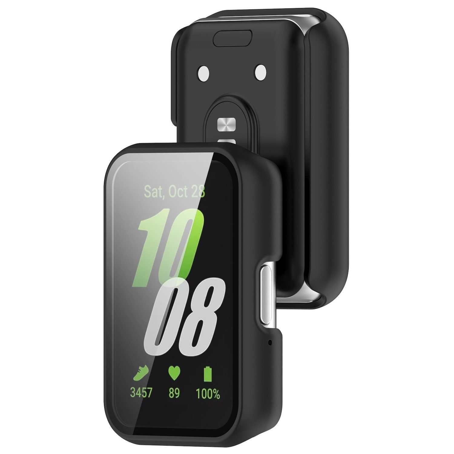 Wigento Smartwatch-Hülle Für Samsung Galaxy Fit 3 Kunststoff Smart Watch Hülle + H9 Schutzglas