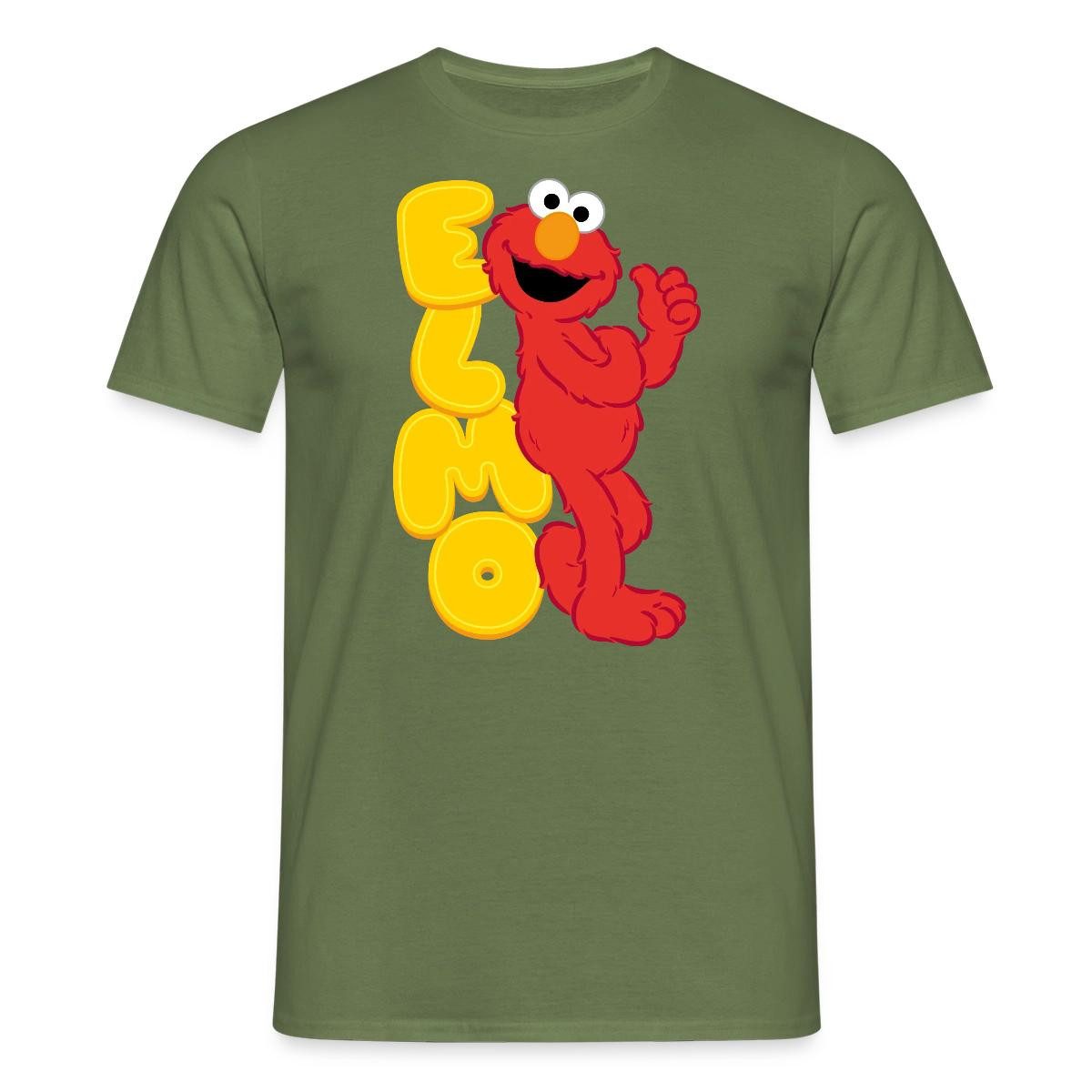Spreadshirt T-Shirt Sesamstraße Elmo Mit Schriftzug Männer T-Shirt (1-tlg)
