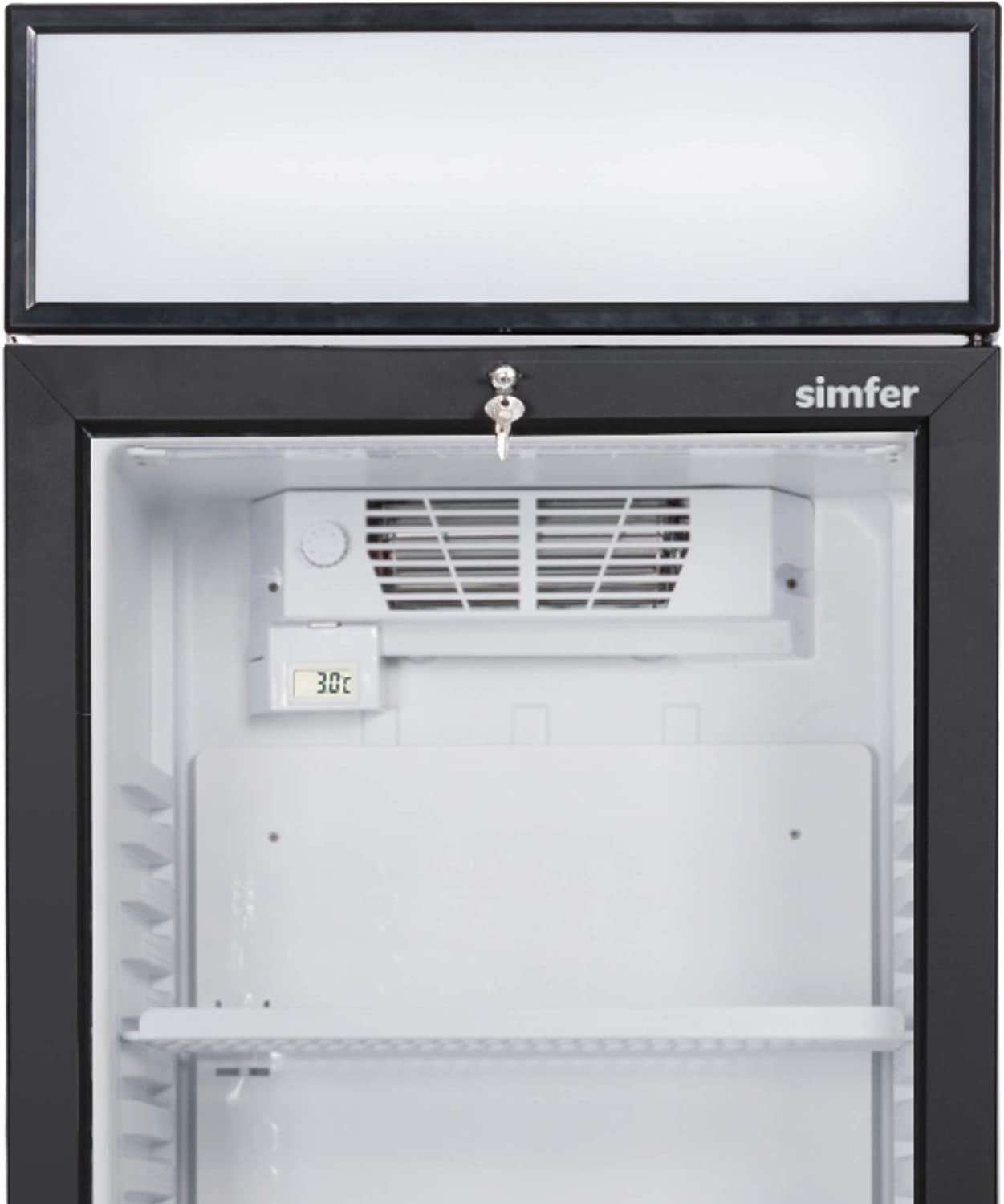 Simfer Getränkekühlschrank SDS 385 L, CF, cm hoch, Self-Closing 358 cm Glastür 1 200 60 LED-Display, breit, DC