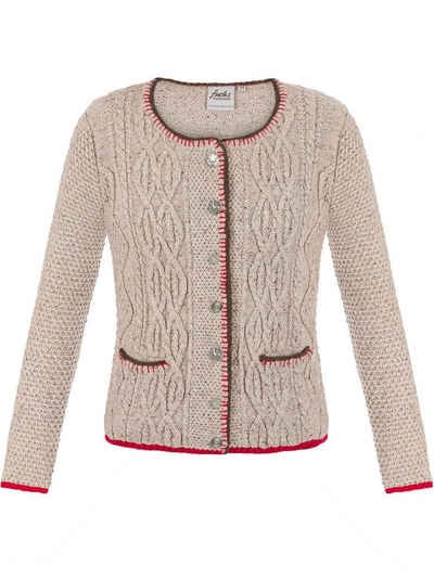 FUCHS Trachtenstrickjacke Trachtenstrickjacke Steffi beige (1-tlg) mit Eingriffstaschen