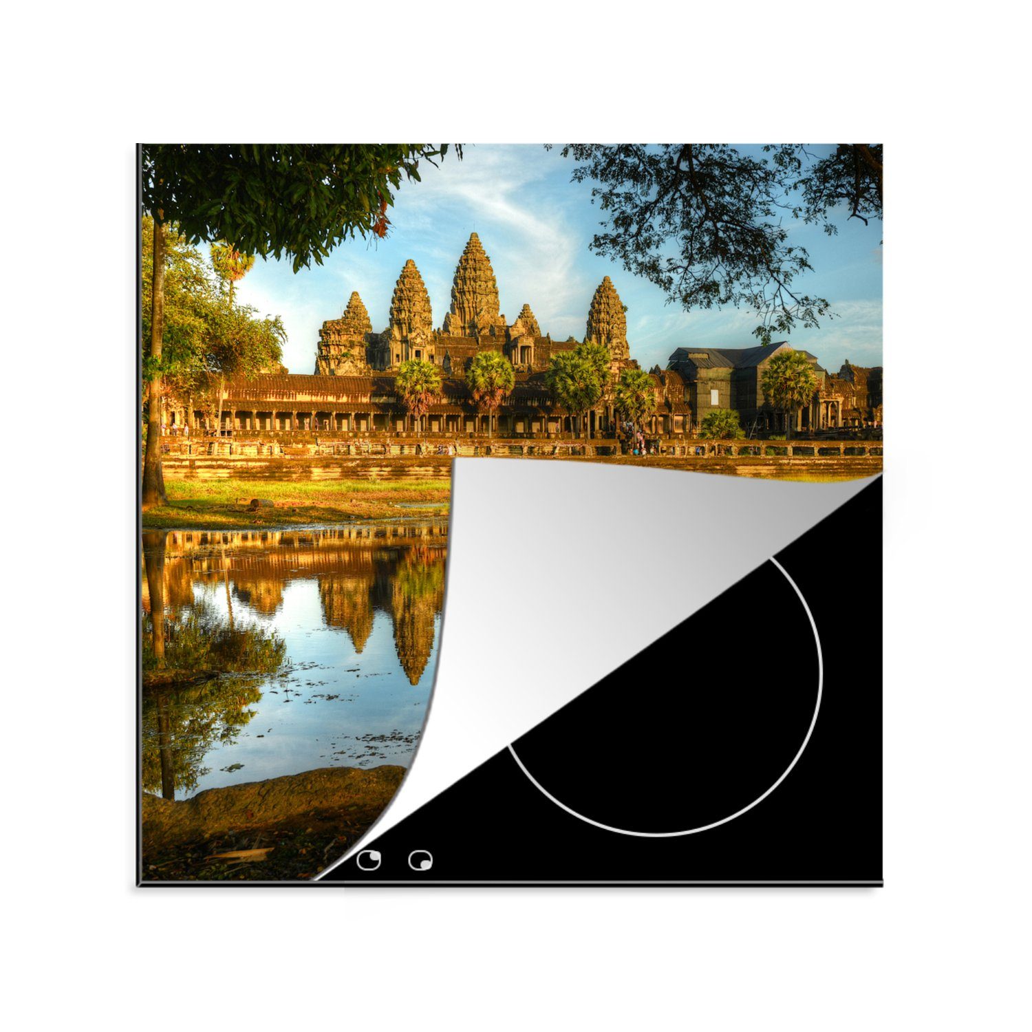 MuchoWow Herdblende-/Abdeckplatte Außenansicht küche Ceranfeldabdeckung, tlg), von cm, Arbeitsplatte (1 Angkor Vinyl, für 78x78 Wat