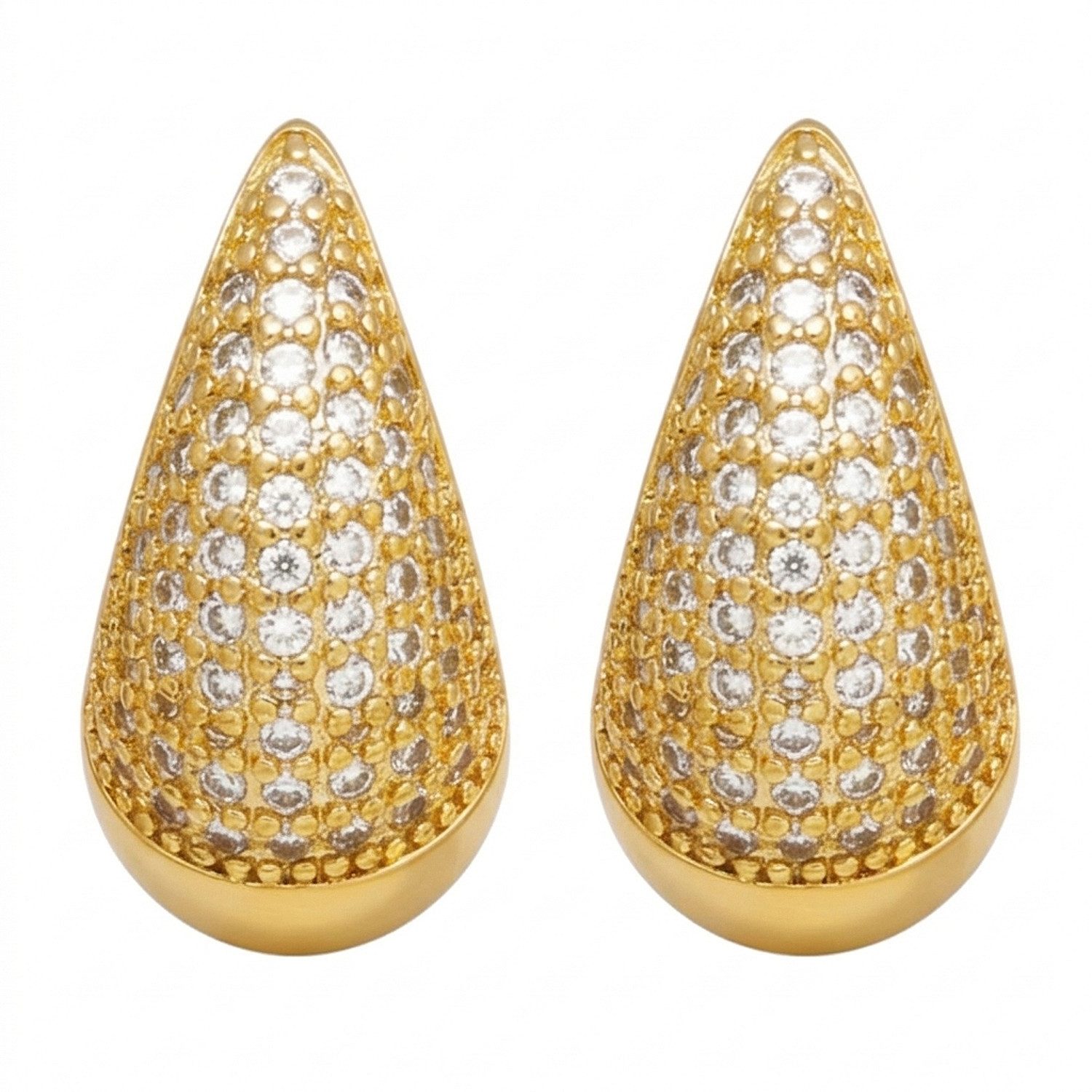 KARMA Ohrring-Set Tropfen Gold 1,8 cm vergoldet Damenohrringe (Zirkonia, 2-tlg., Ohrschmuck Damen Geschenk für SIe), Ohrhänger Ohrschmuck Damenschmuck