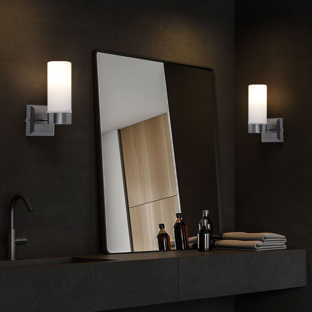 Strahler Glas LED Wohn Beleuchtung Wand Raum inklusive, Feucht Wandleuchte, etc-shop Bade nicht Lampe Zimmer Leuchtmittel Opal