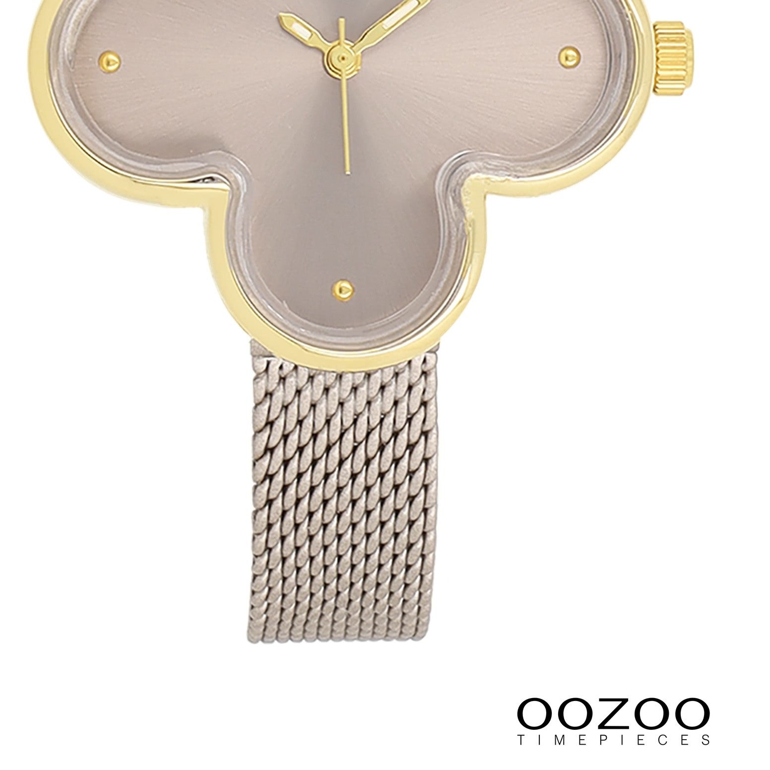 OOZOO Quarzuhr Oozoo Damen Armbanduhr Timepieces Analog, (Analoguhr), Damenuhr kleeform, extragroß (ca 32x32mm) Metallarmband, Fashion-Style