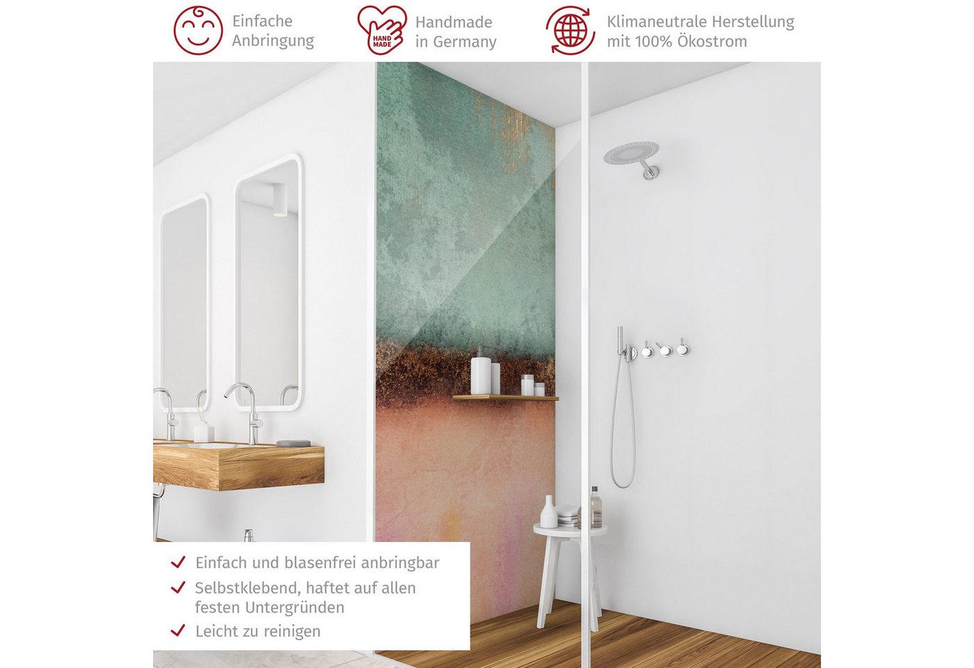 Thumbnail - Bilderdepot24 Badrückwand Muster orange Duschrückwand ohne Bohren Dusche Kunst, (1-tlg., Hart-Folie Smart matt 0,35 mm),...