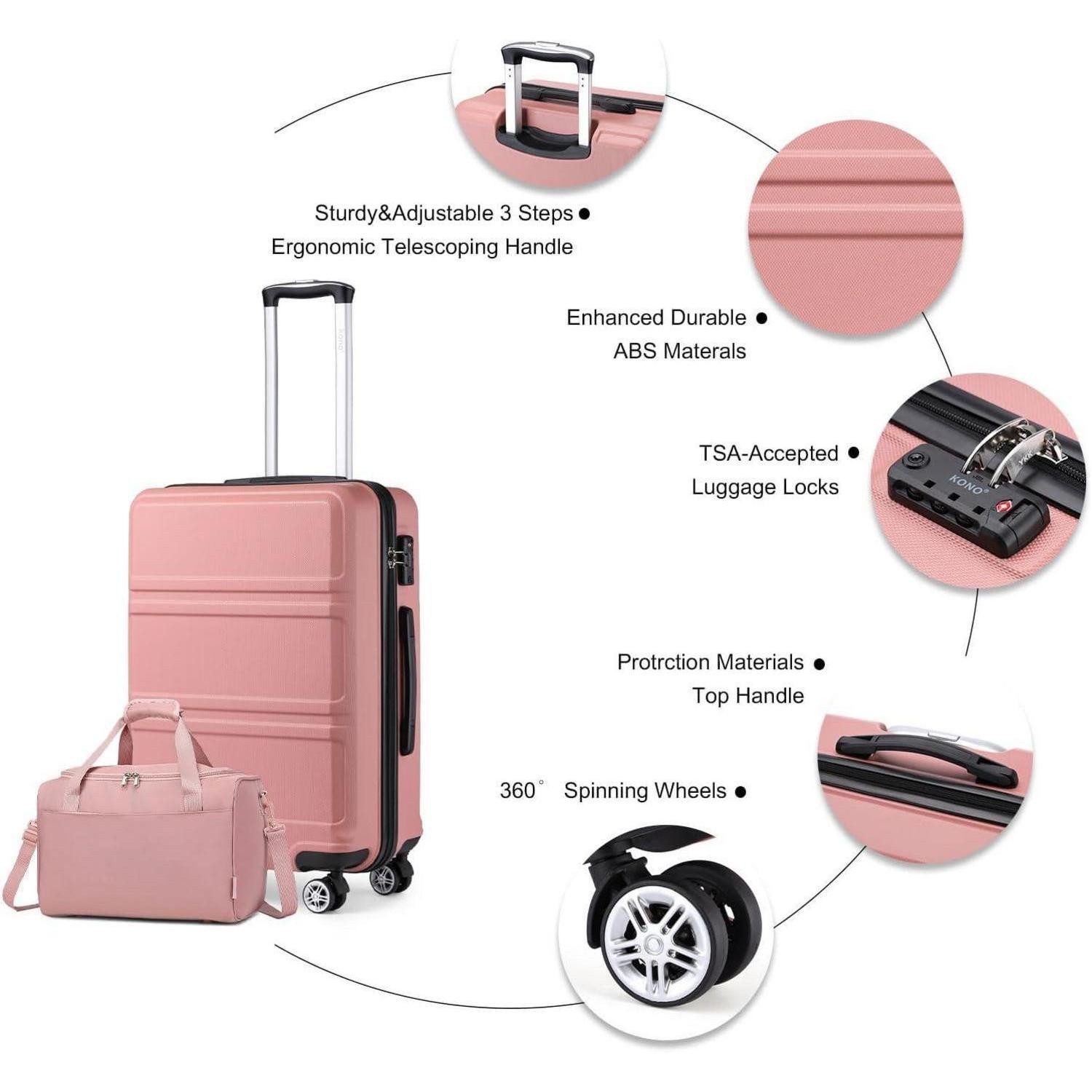 LuxusKollektion Kofferset Mittelgroß Reisekoffer Rollkoffer Set 65cm Gepäck-Sets Rosegold
