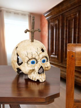 Aubaho Dekoobjekt Totenkopf mit Brieföffner im Schädel Gothic Deko Gusseisen 20cm Antik-