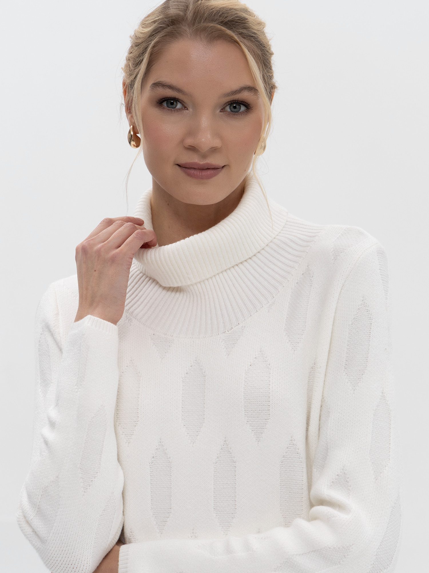 Passioni Midikleid mit Struktur Muster mit Rollkragen
