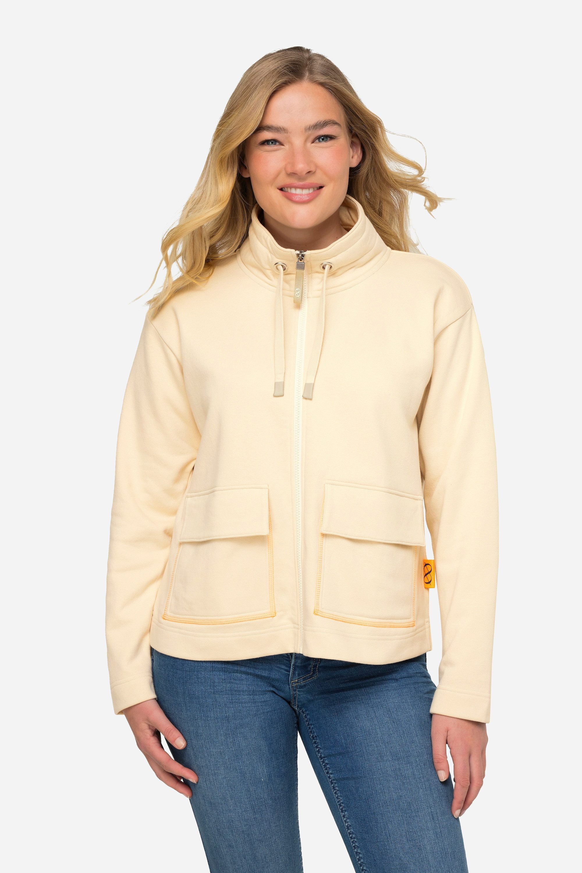 Laurasøn Sweatjacke Sweatjacke Stehkragen Rücken-Print Zipper OEKO-TEX