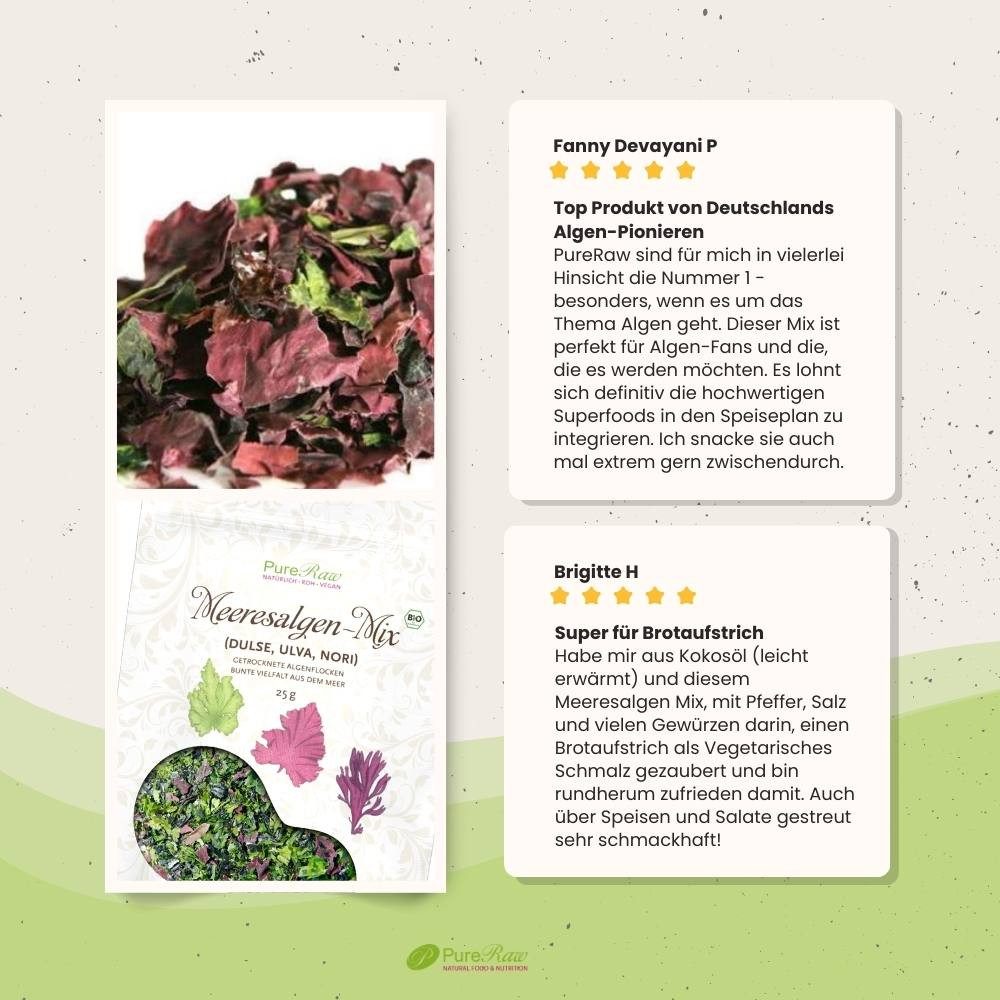 PureRaw Meeresalgen-Mix I 25g I PureRaw I Dulse, Ulva, Nori Flocken, 25 g