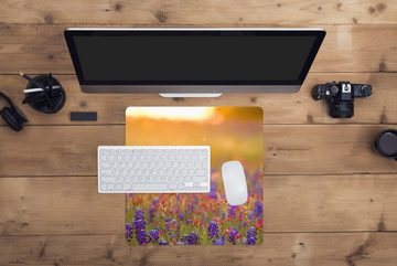 MuchoWow Gaming Mauspad Blumen - Gold - Sonne (1-St), Mousepad mit Rutschfester Unterseite, Gaming, 40x40 cm, XXL, Großes