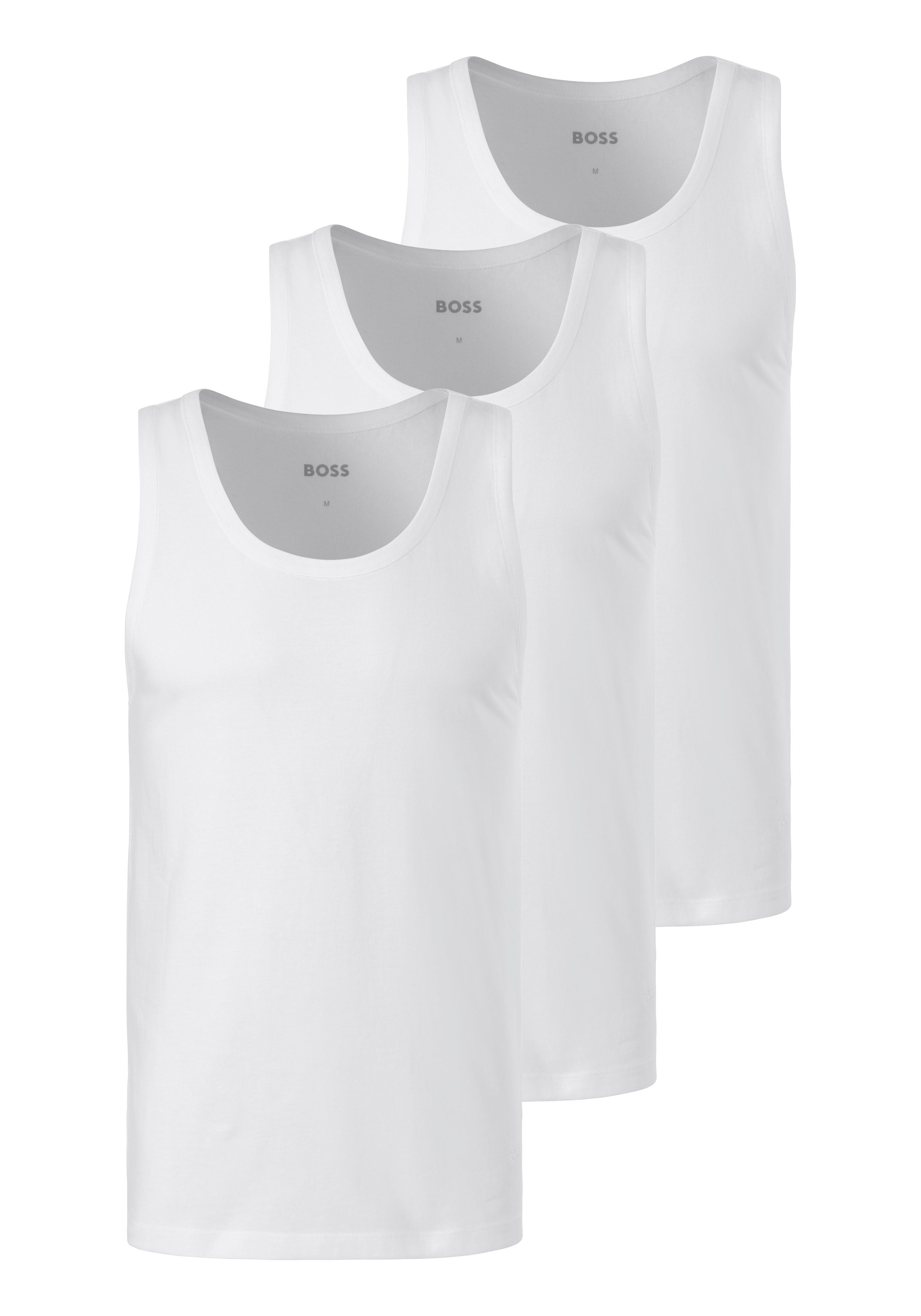 BOSS Unterhemd Tank Top 3P CO (Packung, 3-St) mit Rippbündchen