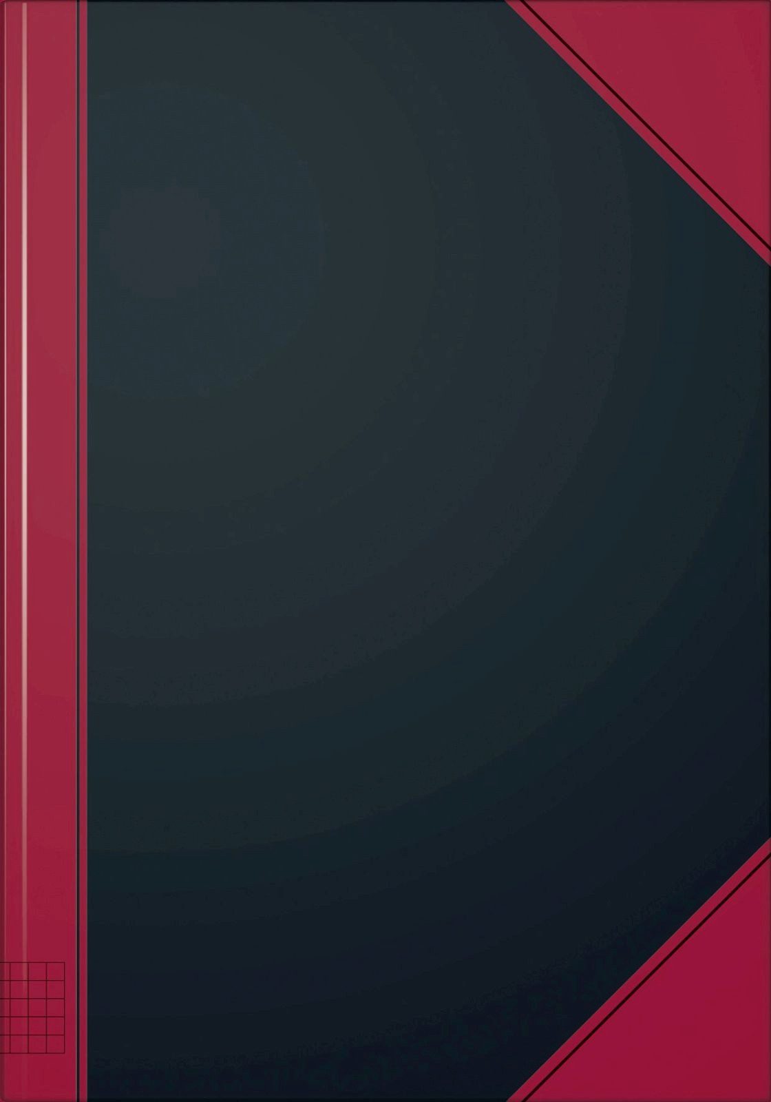 König & Ebhardt Notizbuch Notizbuch A4 kariert 96 Blatt 60g/qm Karton kaschiert schwarz mit rote