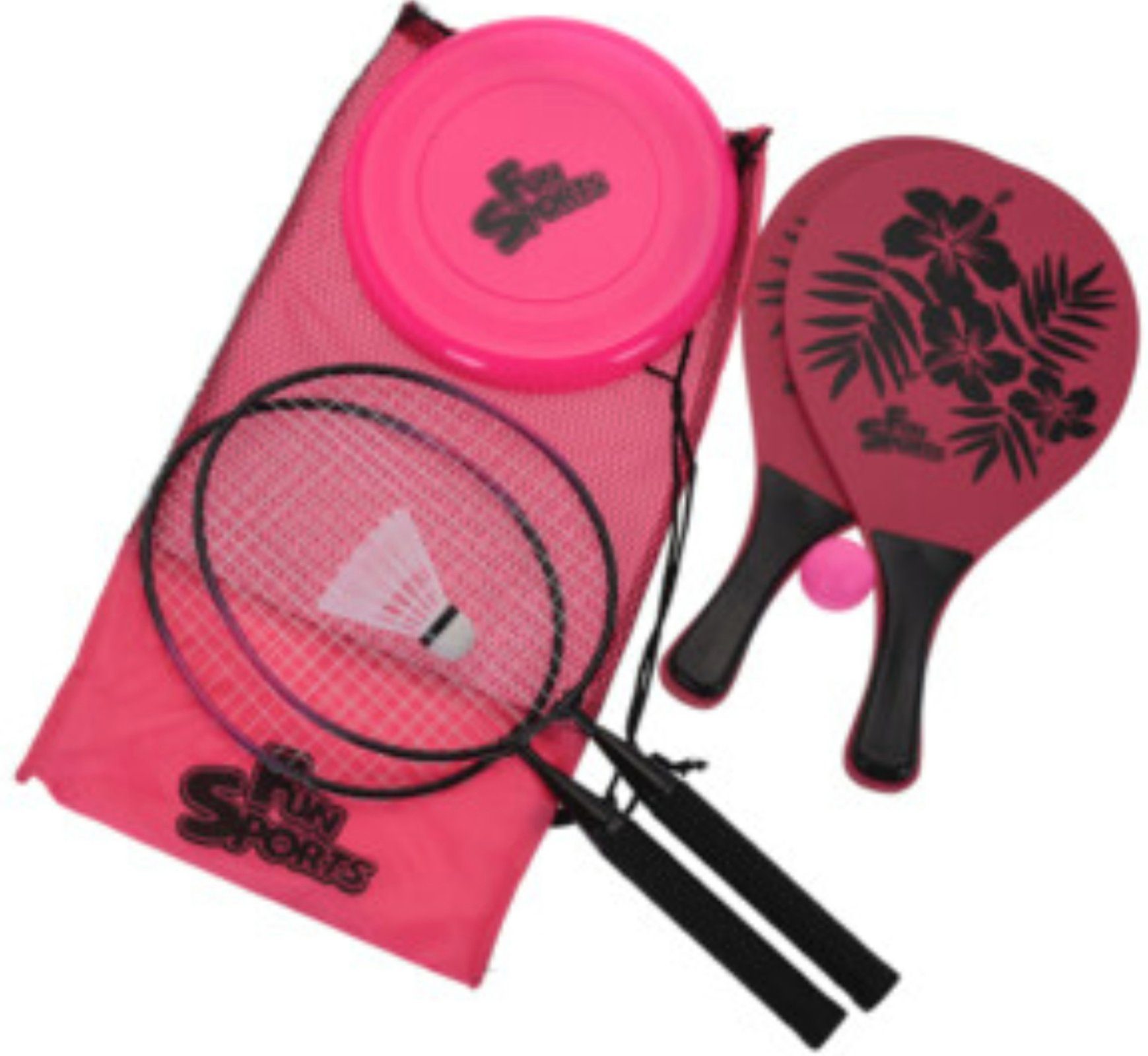 Koopman Spielzeug-Gartenset Pink, (Strandset, 1-tlg), Strandspielzeug, inkl. Aufbewahrungstasche, 3 Spiele, 8-tlg