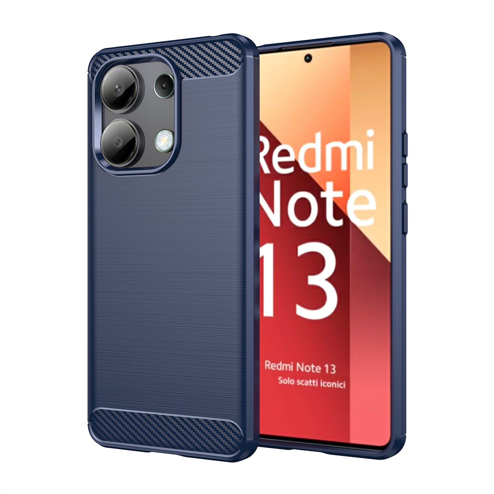 betterfon Handyhülle Carbon Hülle für Xiaomi Redmi Note 13 4G Backcover TPU Silikon Schwarz, Carbon-Look – stoßfestes Case mit Air-Cushion & Metall-Optik