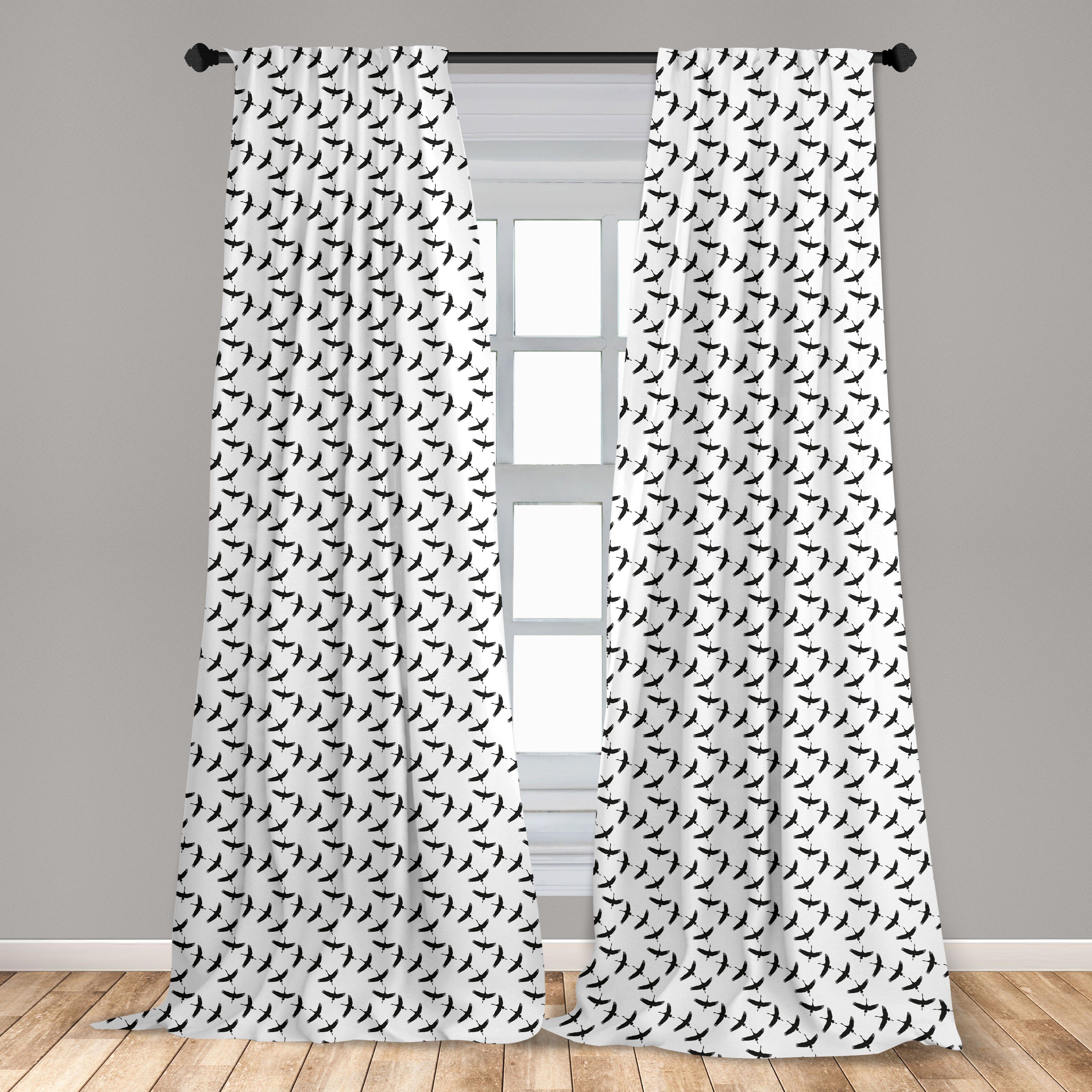Gardine Vorhang für Wohnzimmer Minimalistischen Migrate Stil Storch Microfaser, Dekor, Vogel Abakuhaus, Schlafzimmer