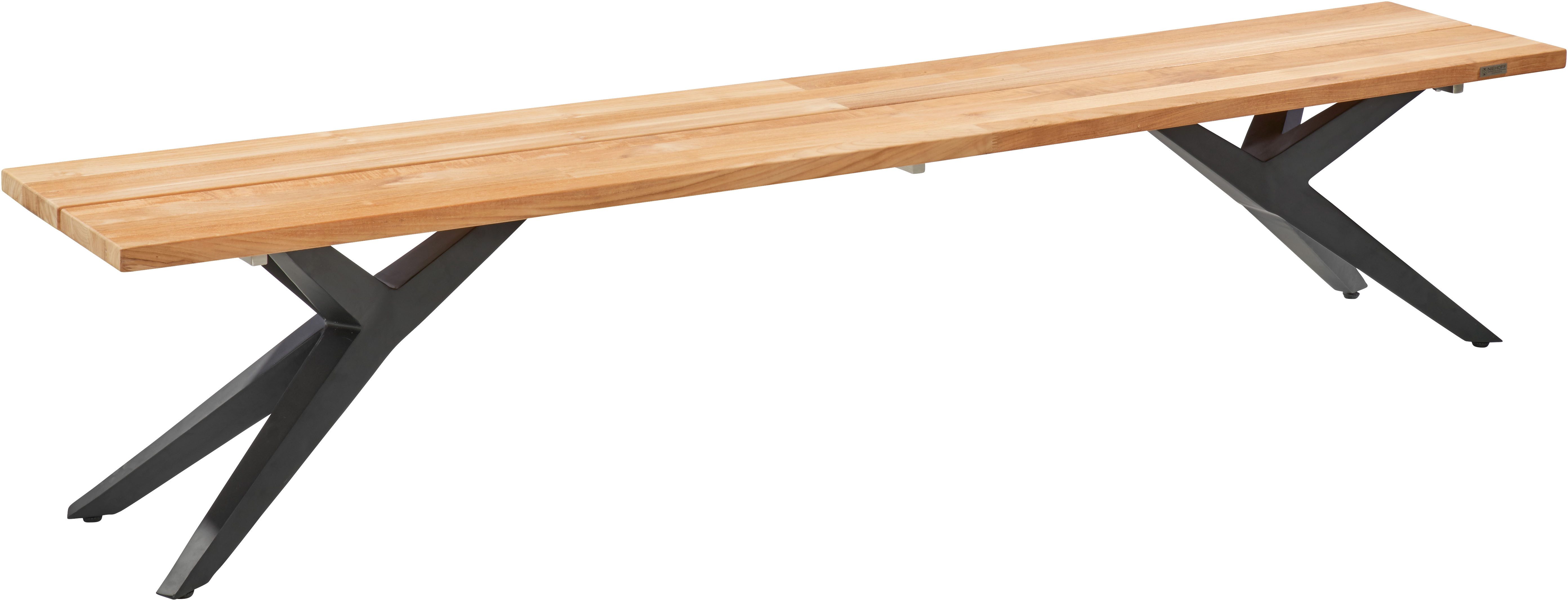 Musterring Sitzbank Freilicht Bänke (1-St), Massives Teak mit Baumkante, in drei Größen: 220, 240 und 280 cm