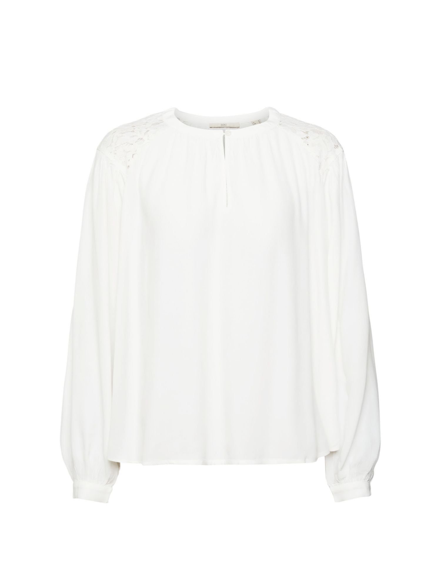 edc by Esprit Langarmbluse Bluse mit Spitzendetail OFF WHITE