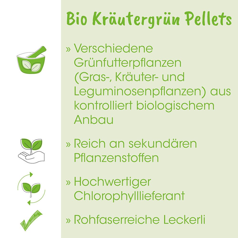 cdVet TinyHerbs Bio-KräuterGrün Pellets, Snack für: Zwergkaninchen, Ratten, Chinchillas, Meerschweinchen, Für den Zahnabrieb, rohfaserreiche Leckerli ohne Getreidestärke
