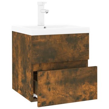 vidaXL Waschbeckenunterschrank Waschbeckenschrank mit Einbaubecken Räuchereiche Holzwerkstoff (1-St)