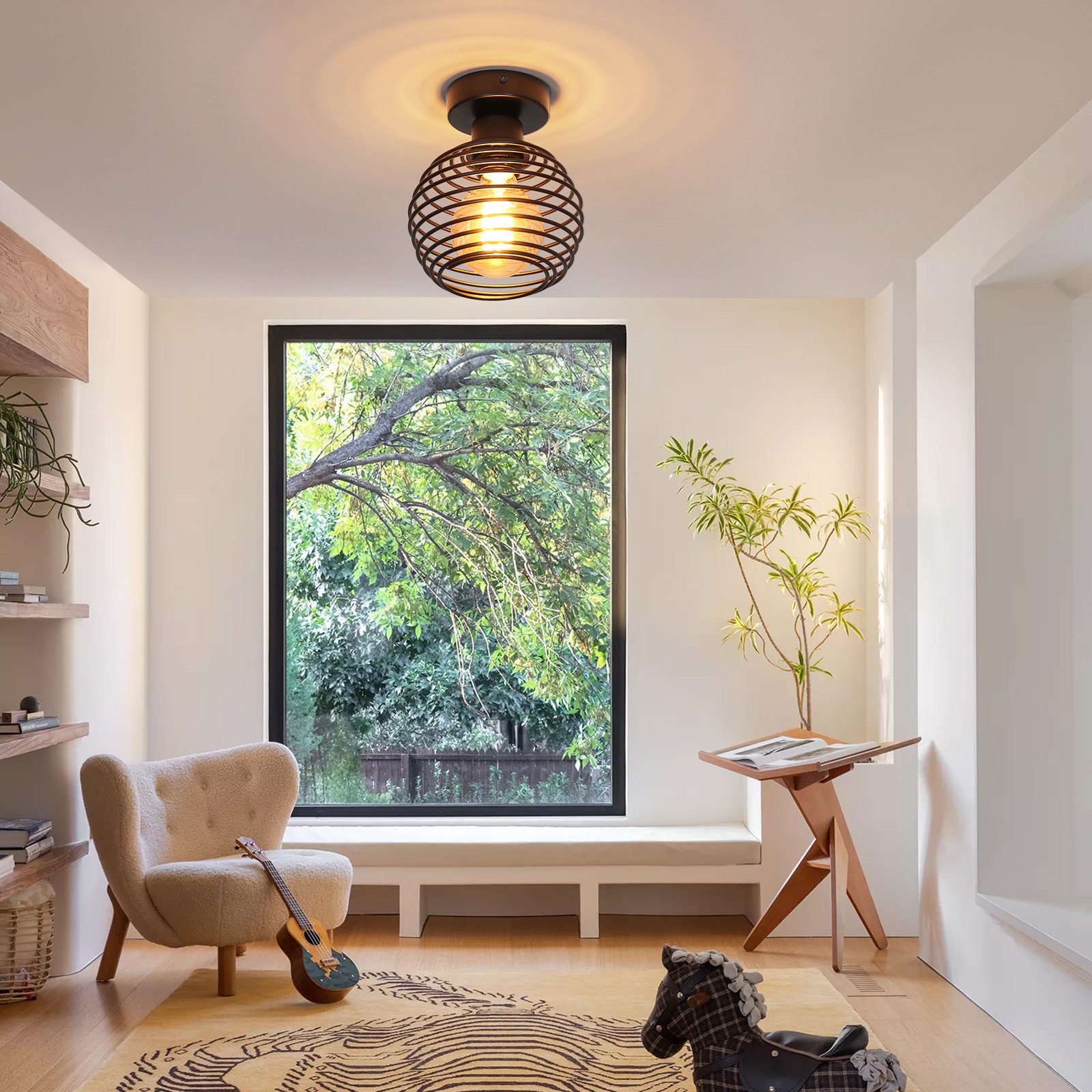 ZMH Deckenleuchte Schwarz Retro Deckenlampe E27 max. 40 Watt Pefekt für Flu günstig online kaufen