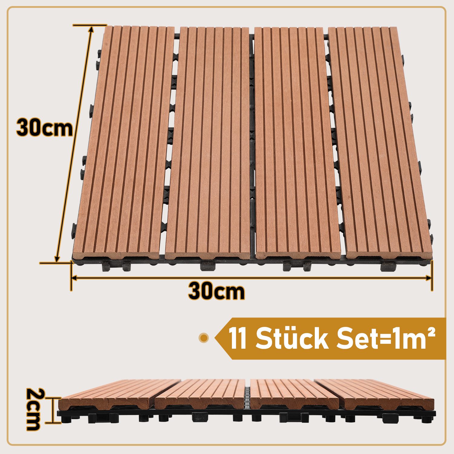 Clanmacy Holzfliesen Terrassenfliesen mit klicksystem für günstig online kaufen