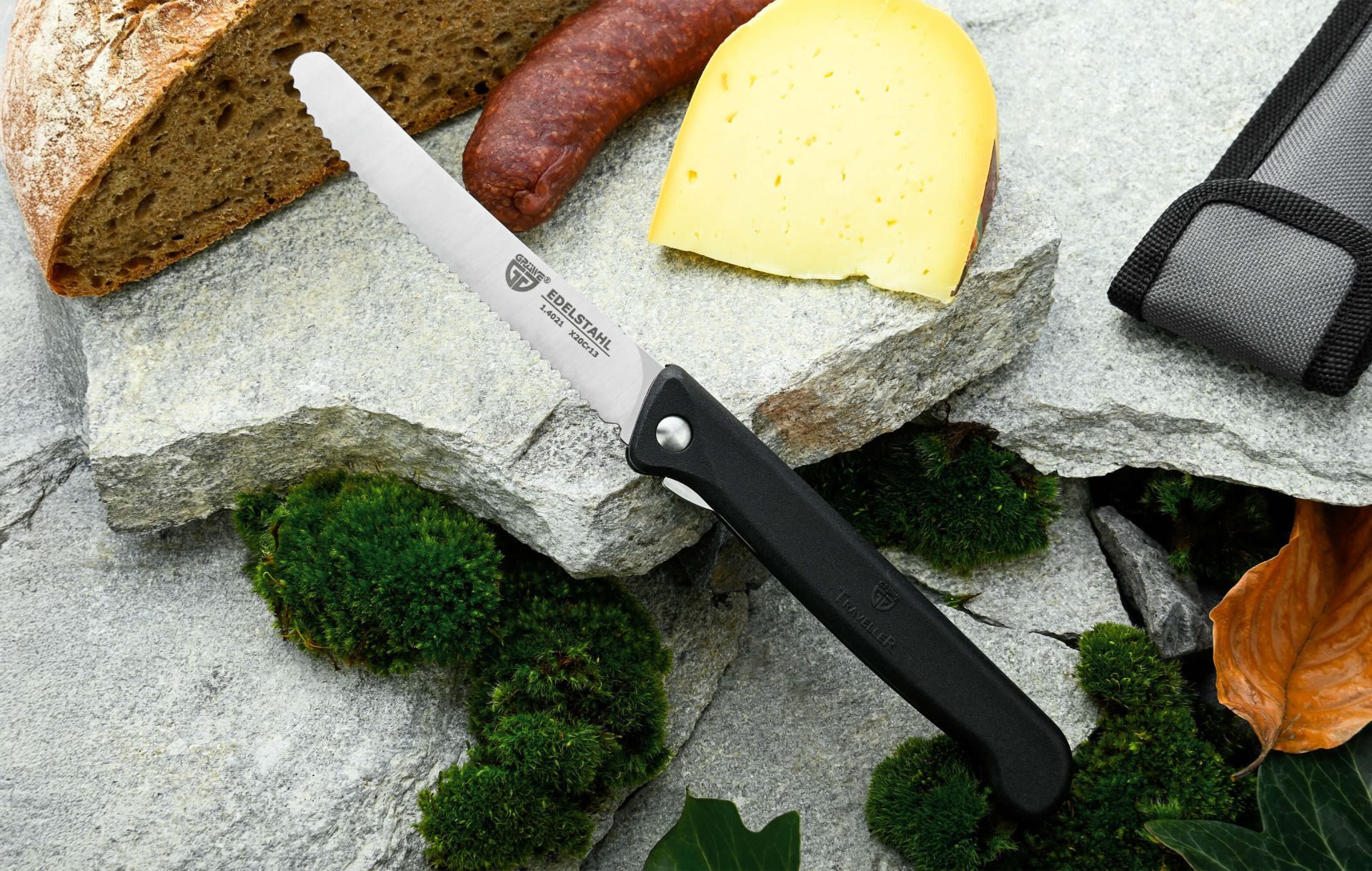 GRÄWE Brotzeitmesser platzsparendes Messer für Camping – Bild 5 von 5
