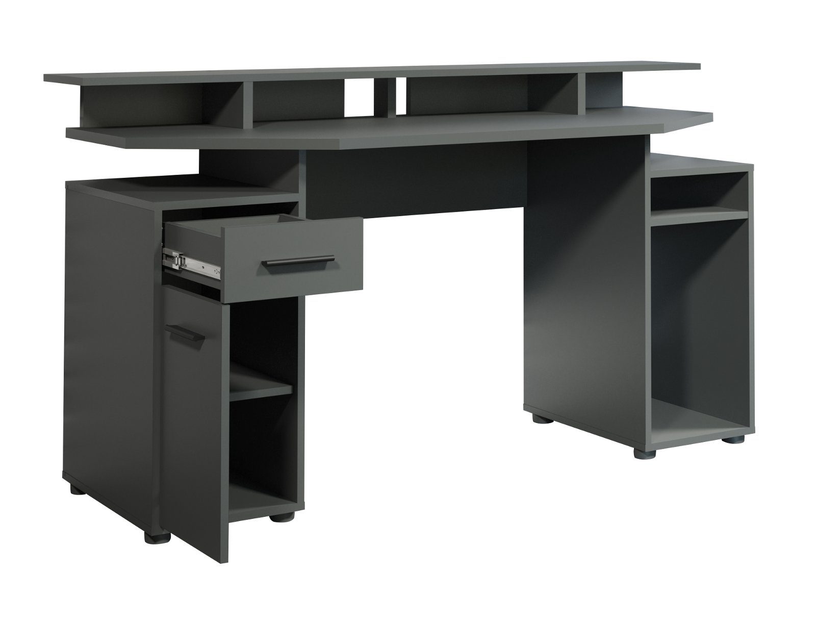 x (Schreibtisch in mit Stauraum cm), Commander Monitor-Podest, 88 trendteam 160 mit Anthrazit, Gamingtisch