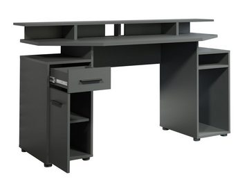trendteam Gamingtisch Commander (Schreibtisch in Anthrazit, 160 x 88 cm), mit Monitor-Podest, mit Stauraum