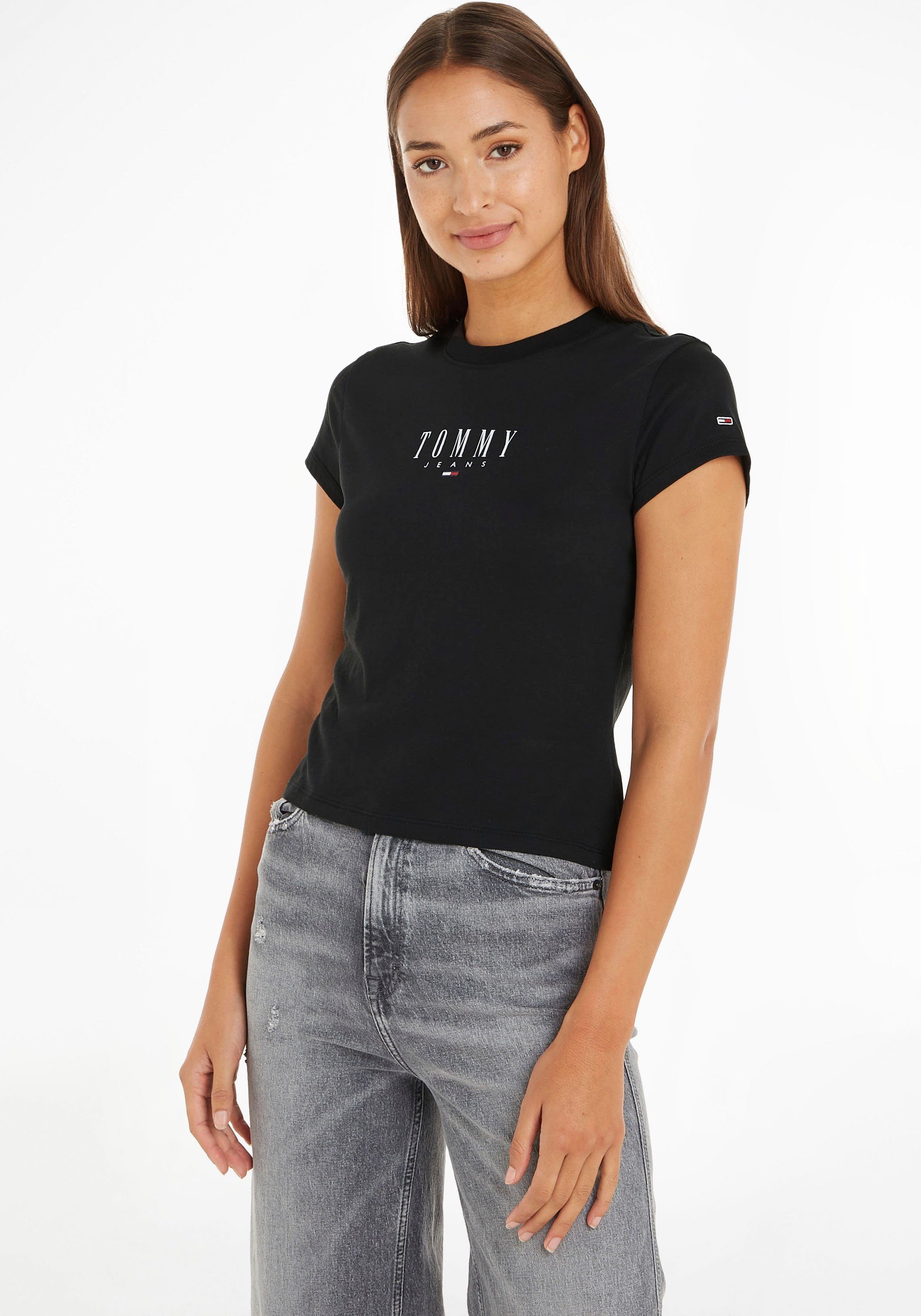 Tommy Jeans 2 ESSENTIAL mit T-Shirt Black Logodruck LOGO BBY Logostickerei und TJW