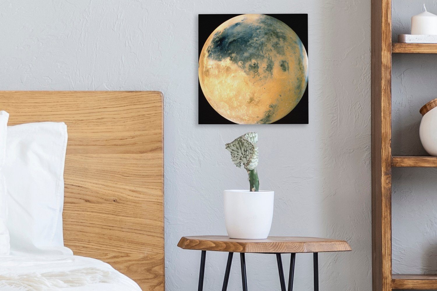 Leinwand Gelb Wohnzimmer Leinwandbild Bilder (1 Planet Schlafzimmer Mars, OneMillionCanvasses® St), gefärbter für