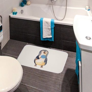 Badematte Pinguin Lolli - Weiß - Geschenk, Spruch, Badematte, Duschteppich, nie Mr. & Mrs. Panda, Höhe 1 mm, 100% Polyester, rechteckig, Saugstark
