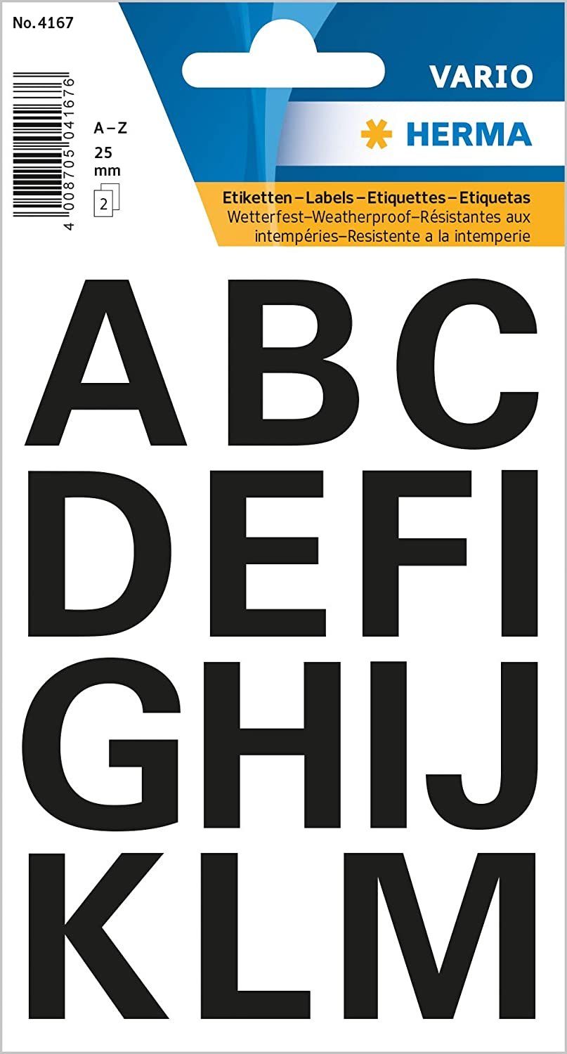 HERMA Aufkleber HERMA Buchstaben-Sticker A-Z, Folie schwarz, 25 mm hoch 4167