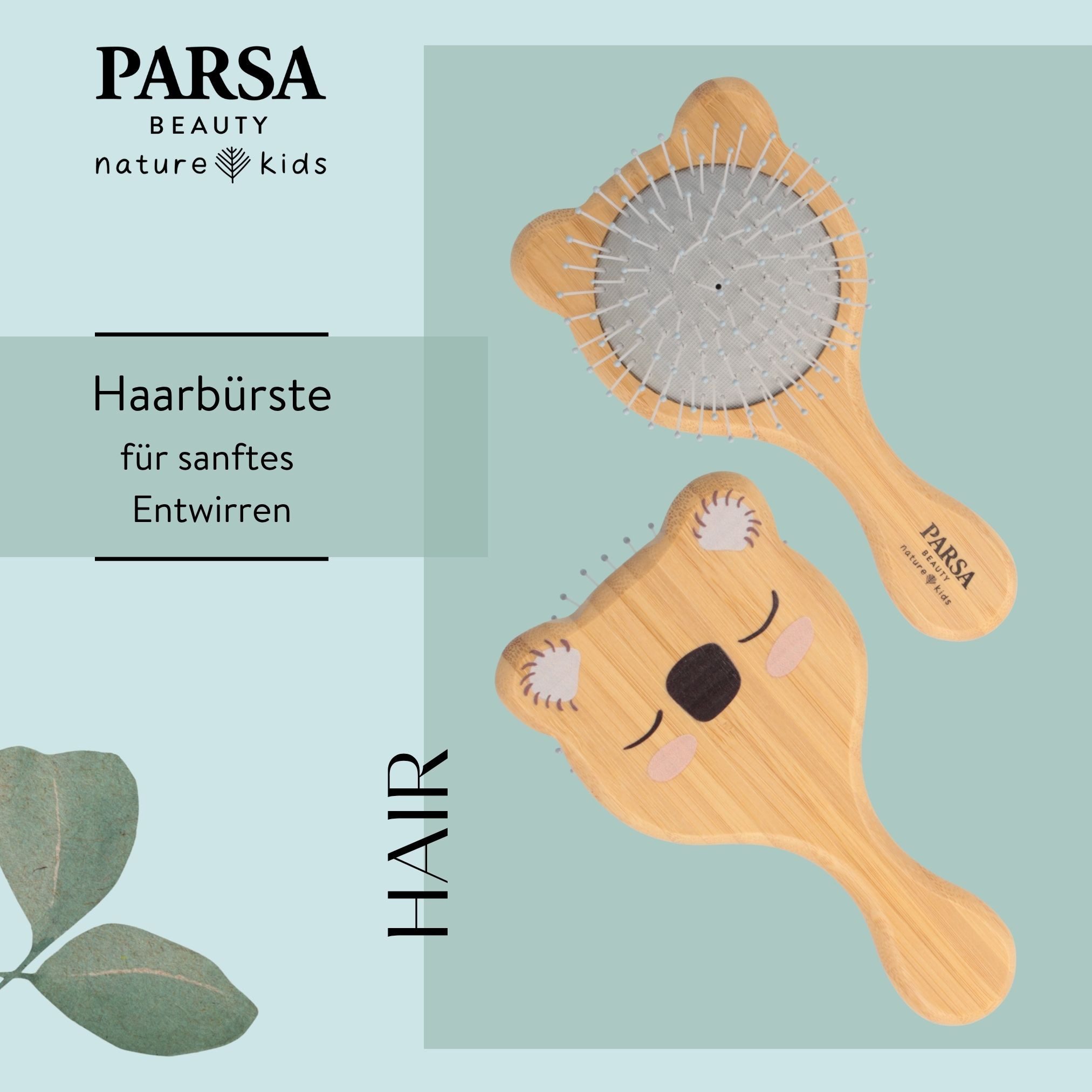 PARSA Beauty Haarbürste PARSA Beauty NATURE KIDS Bürste Koala Print Bambus Wet & Dry
