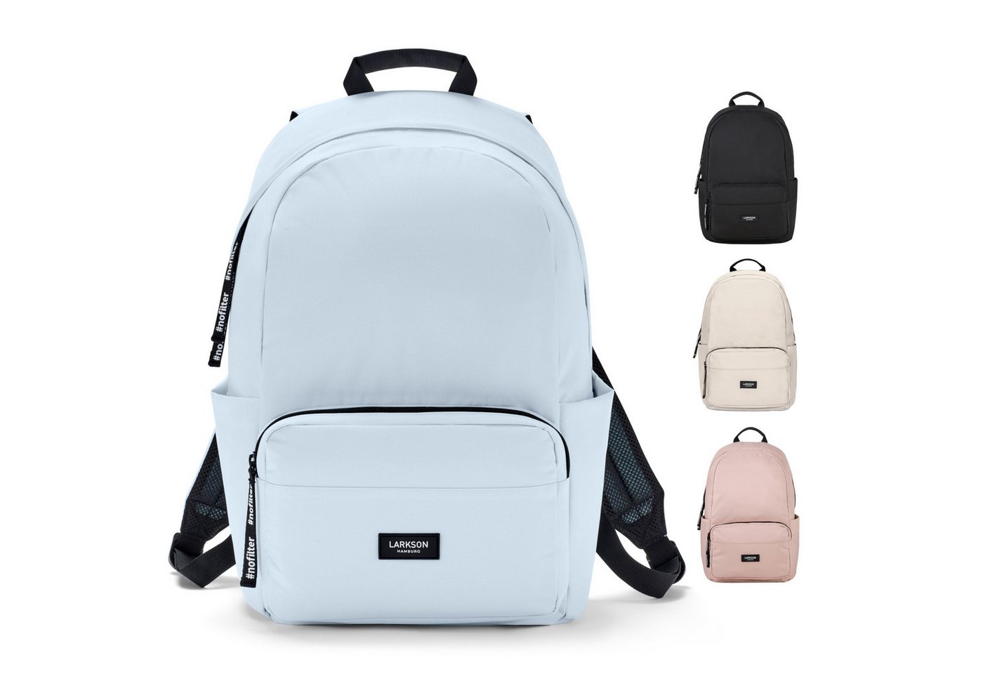 LARKSON Schulrucksack No 3 Rucksack Schule Mädchen Jungen Teenager (1-tlg), Seitentasche, Laptopfach, Wasserabweisend
