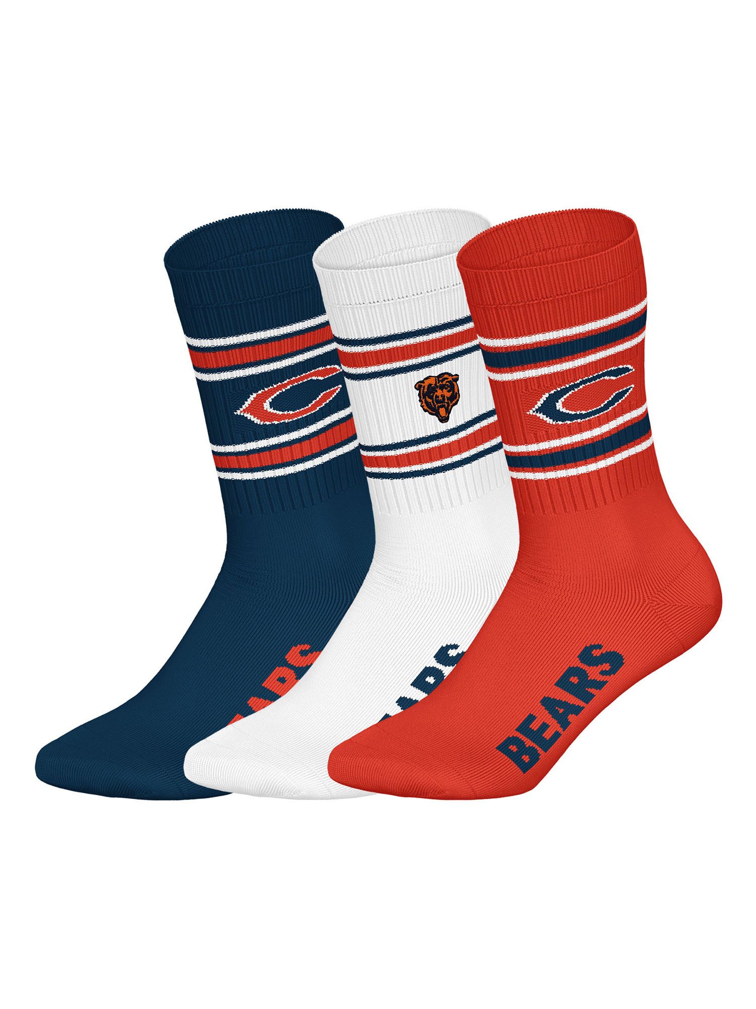 NFL Freizeitsocken Chicago Bears Crew (3-Paar) Casual Socken, Alltagssocken
