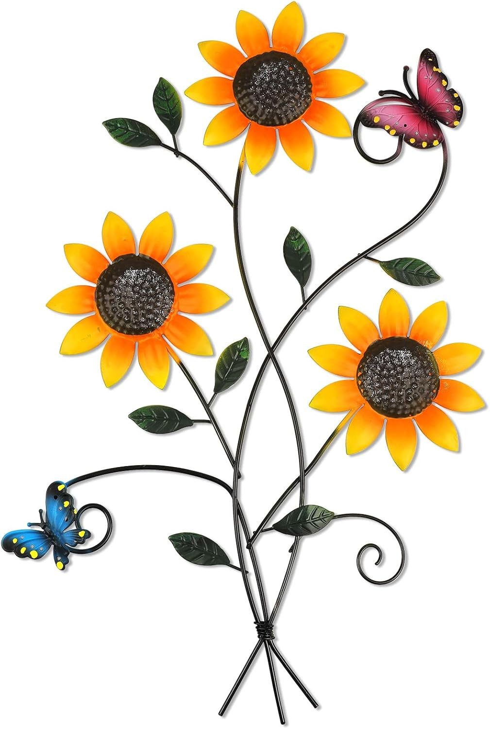 Agger Wanddekoobjekt Metall Blumen Wanddeko Wanddeko aus Metall mit Schmetterlingen (Floral Minimalist Line Art), für Wohnzimmer, Schlafzimmer,Outdoor, Garten Flur Balkon