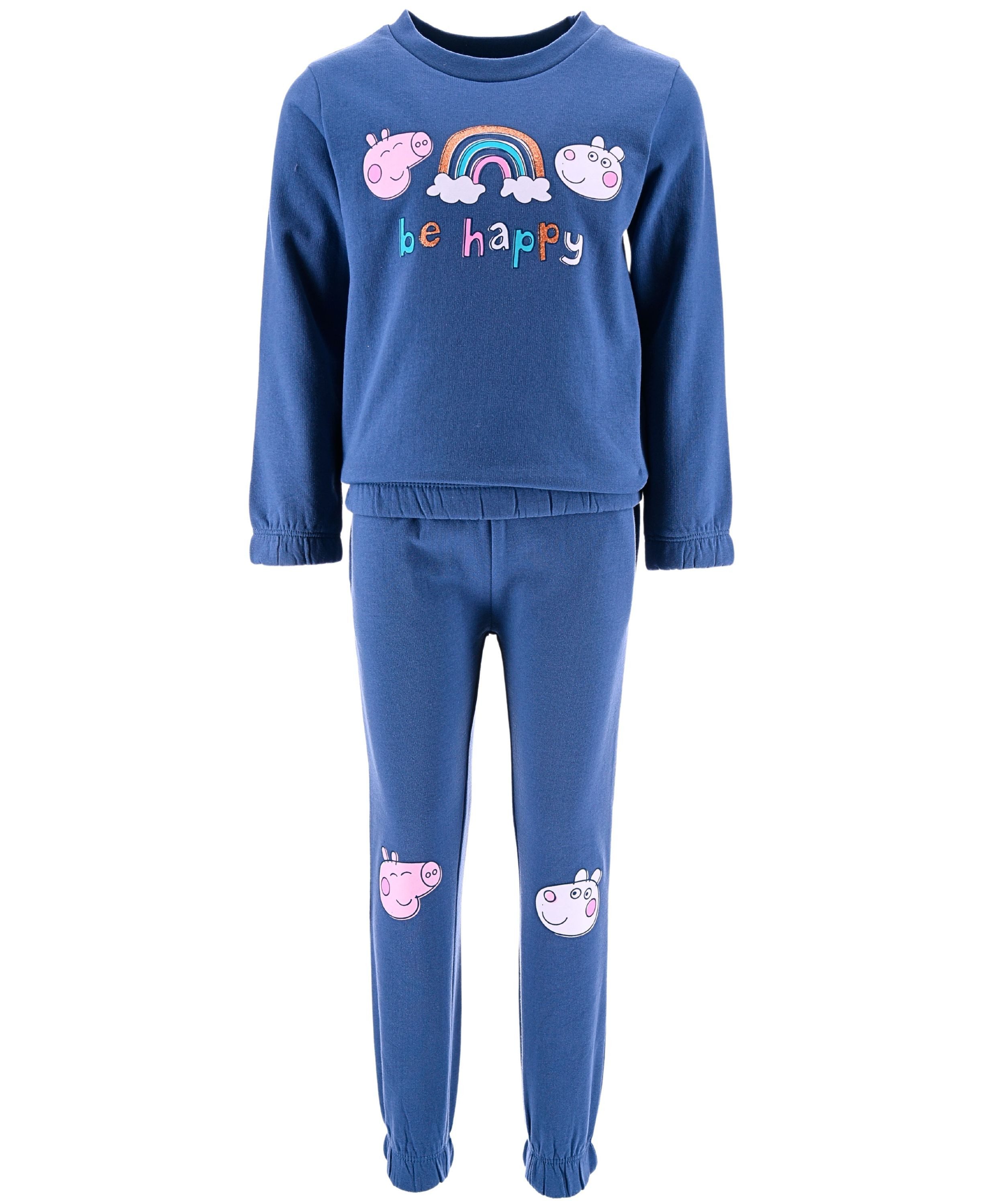 Peppa Pig Freizeitanzug be happy Peppa Wutz (2-tlg), Mädchen Outfit Sweatshirt & Hose Размер 98-116 cm