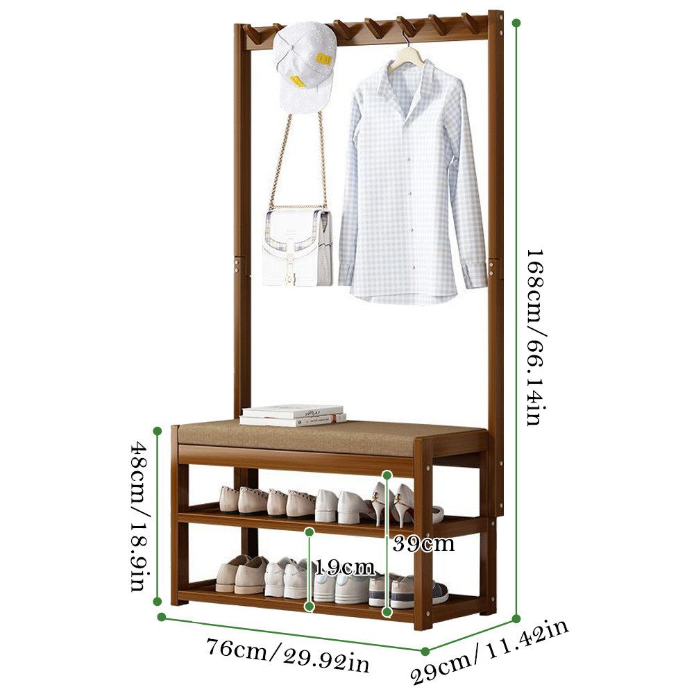 NUODWELL Kleiderständer Garderobenständer mit Sitzbank,Kleiderständer mit H günstig online kaufen