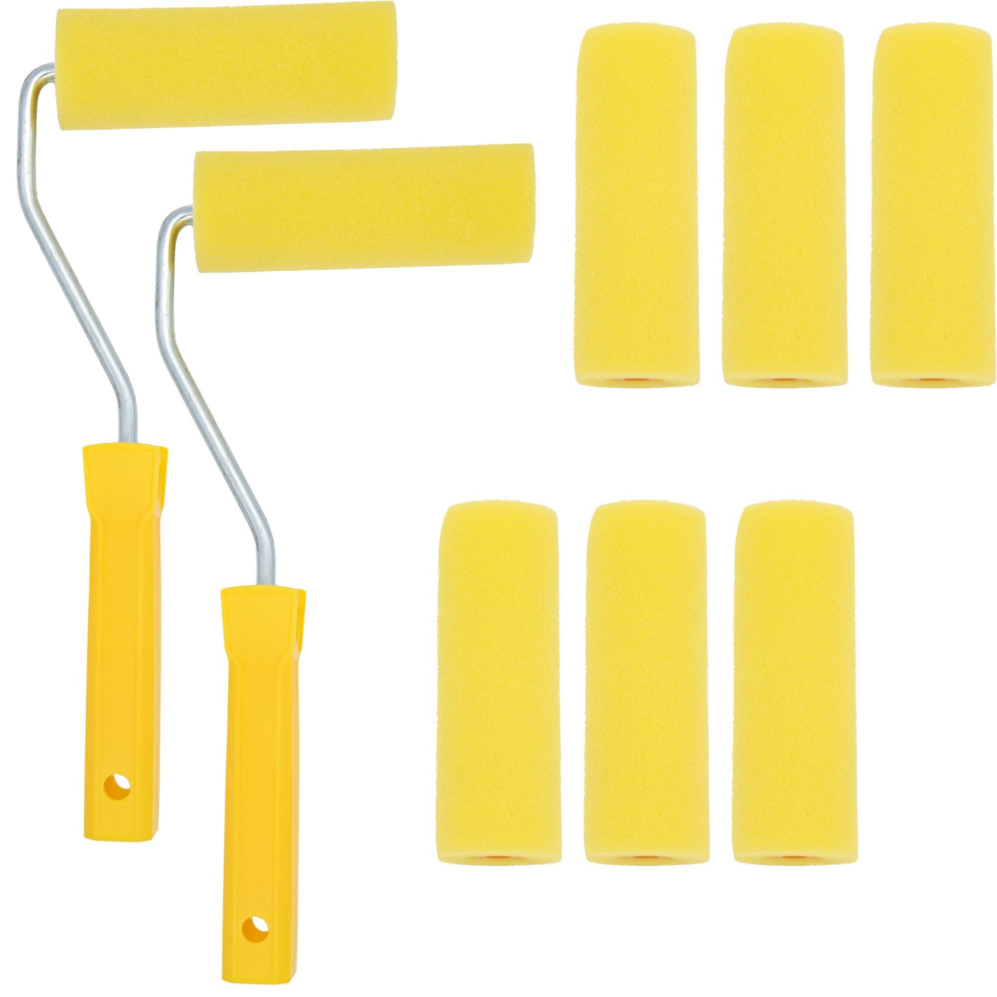 BENSON Farbroller Farbroller Set 10 tlg Schaumwalzen, Schaumstoffwalzen, Lackier-Set, Lackset, Farbwalzenhalter
