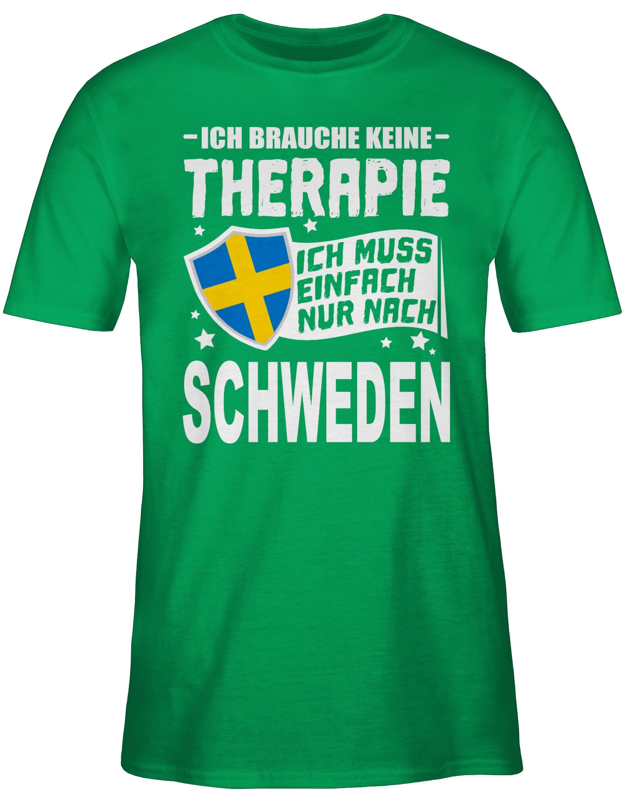 Therapie nur Länder - keine Ich brauche 3 Grün Shirtracer Ich Schweden nach T-Shirt einfach muss Wappen weiß
