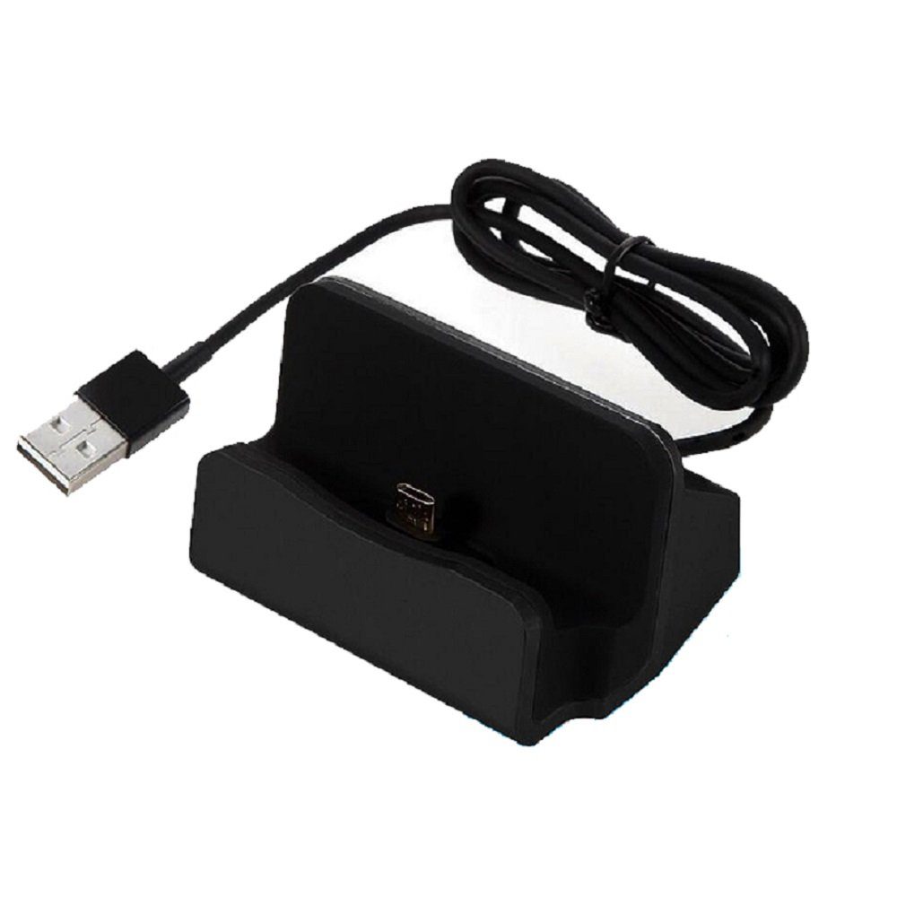 Kabel zum Laden und Synchronisieren schwarz K-S-Trade Dockingstation für Xiaomi Redmi 4X Docking Station Micro USB Tisch Lade Dock Ladegerät Charger inkl 