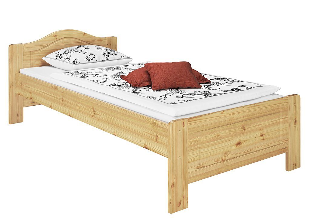 Bett lackiert Kiefer Holzbett ERST-HOLZ mit Rost und Kieferfarblos 90x200 Matratze, Landhaus