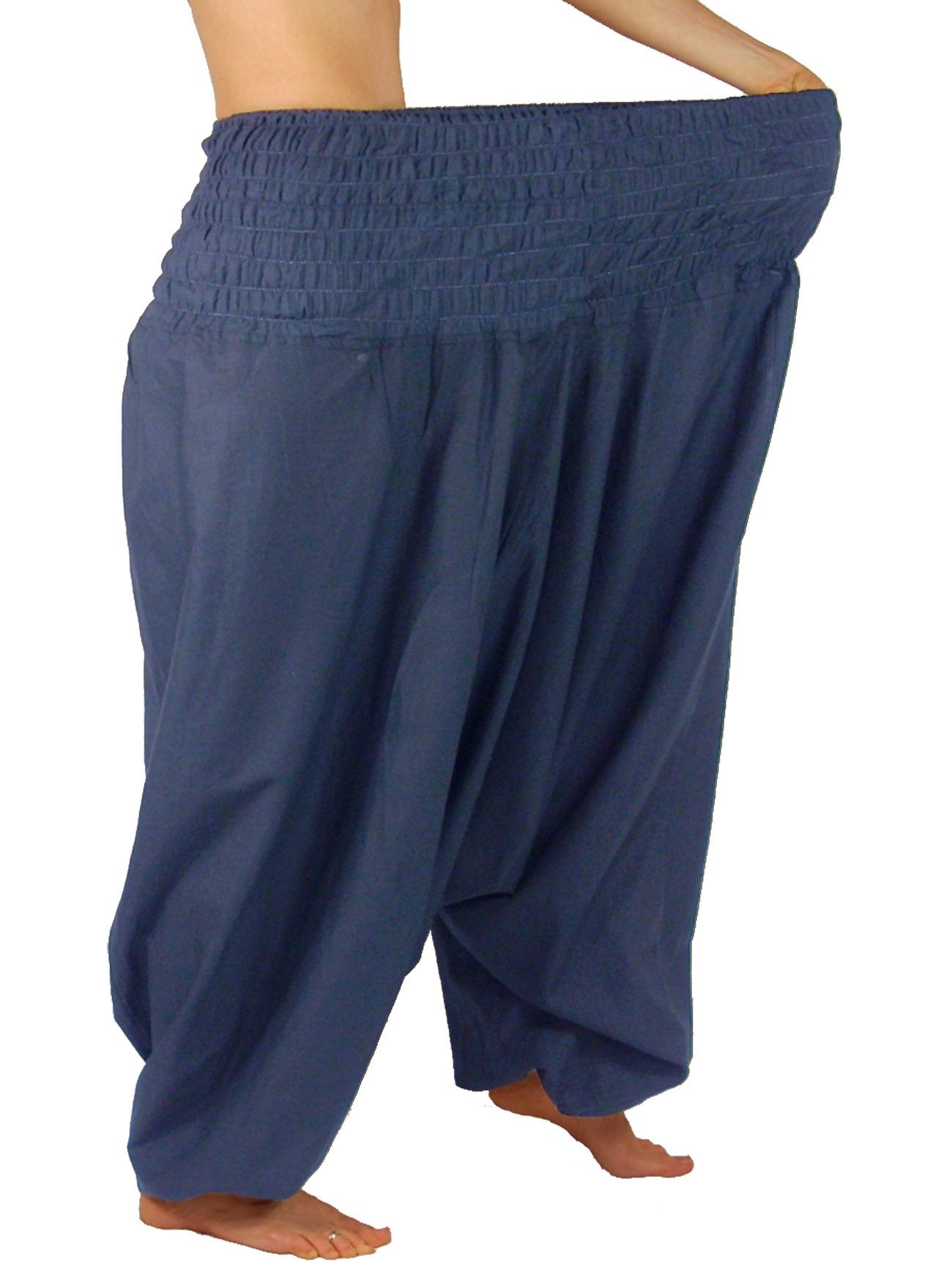 Leucht-Welten Haremshose Extragroße Haremshose XXL Aladinhose für Damen und Herren Blau Pumphose aus Baumwolle