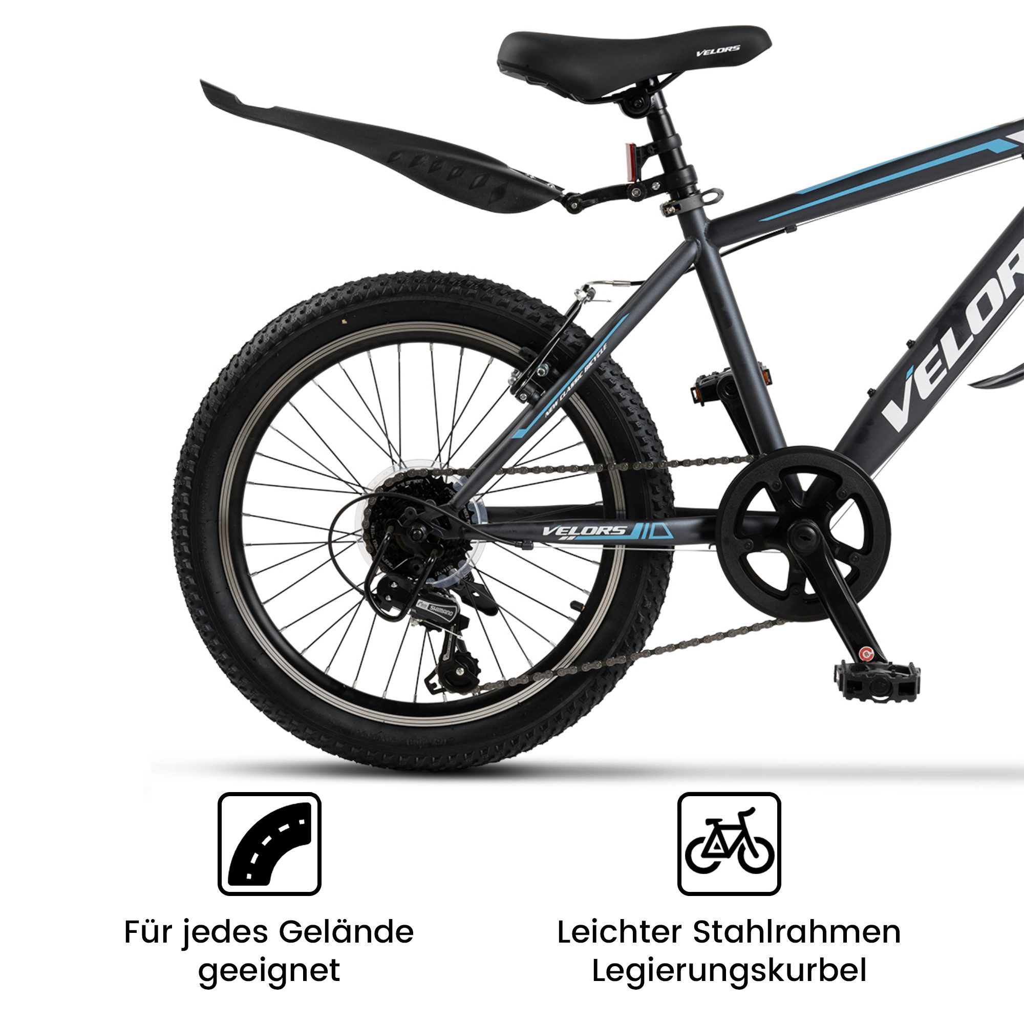 Velors Mountainbike 20, 24 Zoll Fahrrad Kinderfahrrad Mädchen und Jungen, 21 Gang Shimano Tourney Schaltwerk, Kettenschaltung, Hochwertiger Rahmen, Jugendfahrrad MTB Hardtail Fahrrad