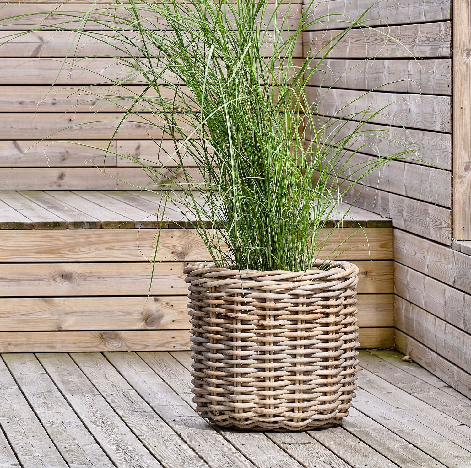 Villa Collection Denmark Blumentopf Pflanzenkorb Set 2 Stk. Rattan Höhe 42 Ø 38 cm / Höhe 47 cm Ø 52 cm