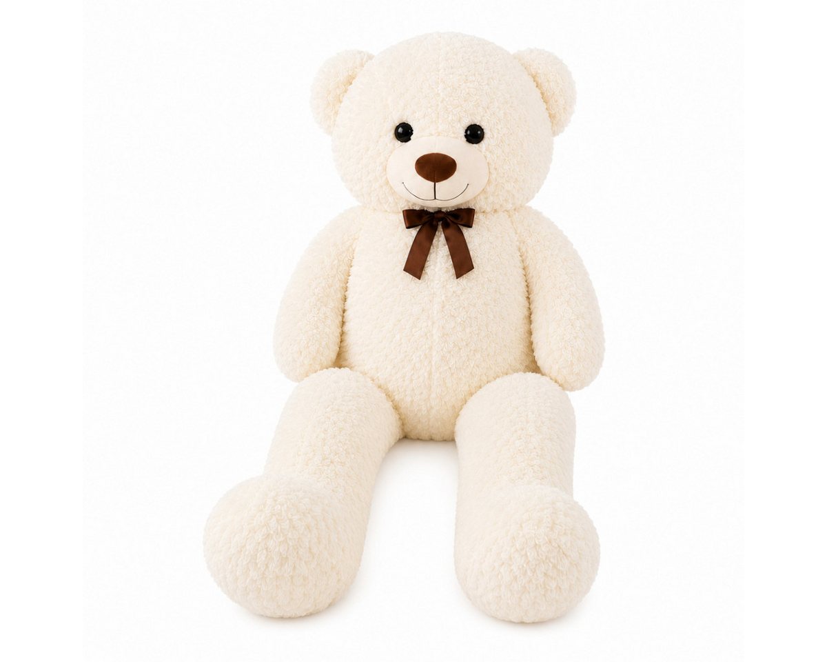 Jollity Kuscheltier XXL Teddybär 150 cm großer Plüschbär Kuscheltier mit Schleife Weiß (1-St), zum Kuscheln und Dekorieren geeignet